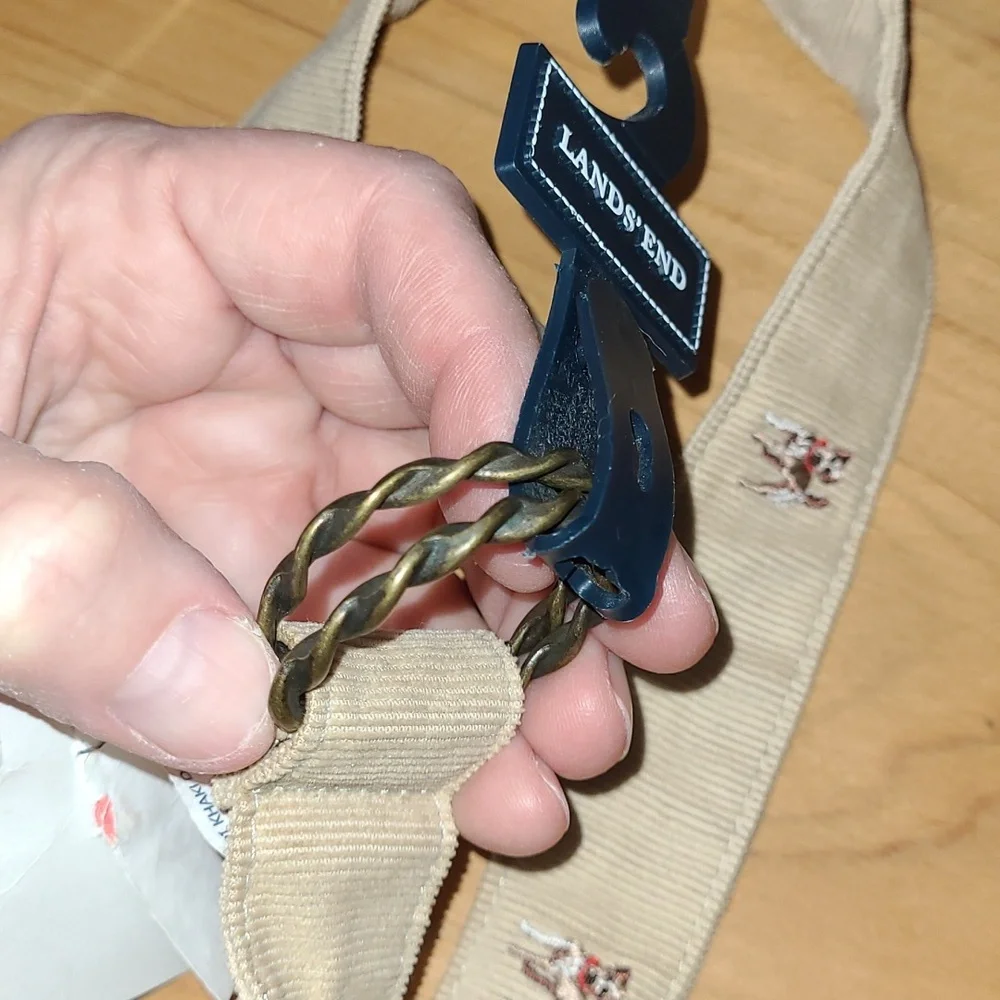 Lands' End Dogs Corduroy Fabric Slip Loop Belt Tan Boxers Jack Russells Girl's M